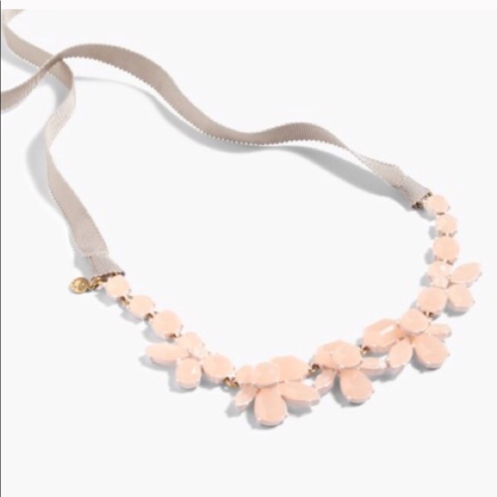 J Crew Crystal Pink Ribbon Necklace